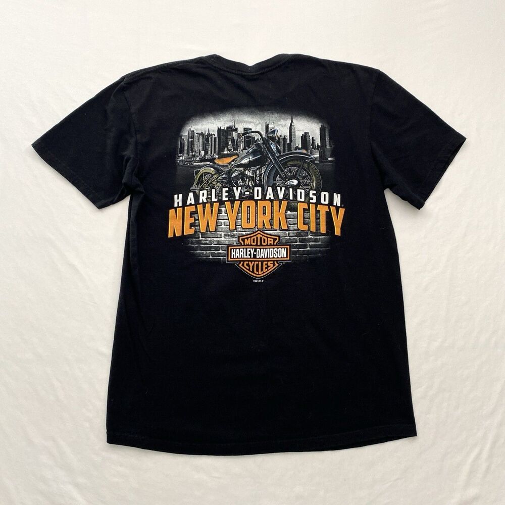 Harley Davidson New York City T Shirt NYC Graphic Mens Medium Black Biker